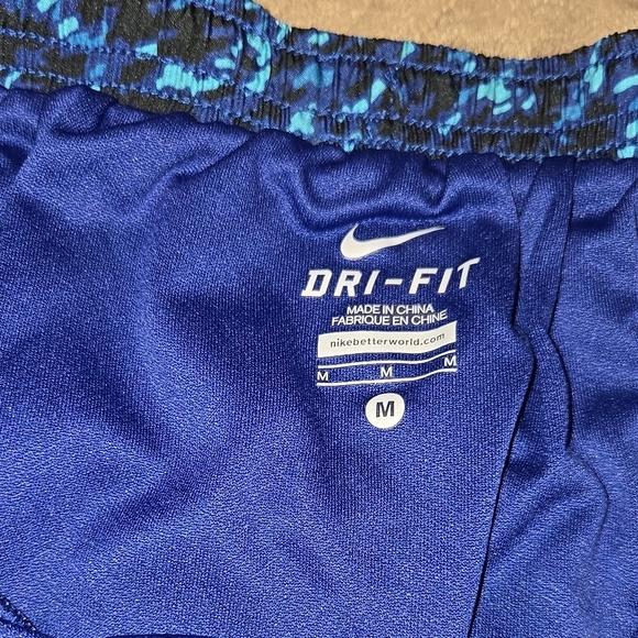 Nike Women's Blue Patterned Lined Running Shorts Size Medium - Picture 2 of 6